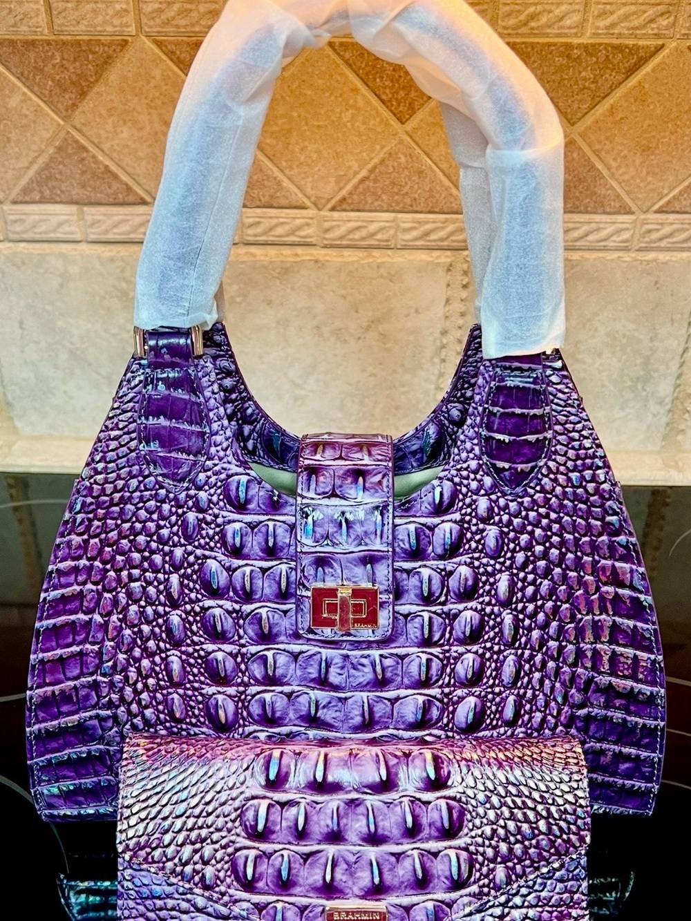NWTs, Brahmin Purple Passion Adrian Purse with Matching Veronica Wallet